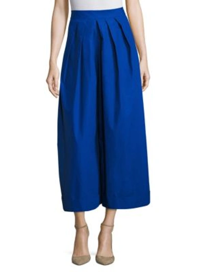 Shop Delpozo Solid Cropped Trousers In Klein Blue