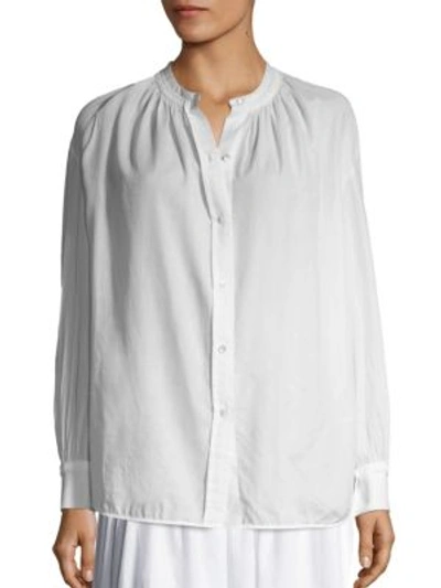 Vince Pleated Button-down Blouse In White