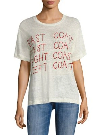Banner Day East Coast West Coast Linen Tee In Bone With Red Writing