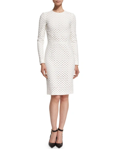 Tom Ford Long-sleeve Broderie Anglaise Dress, Chalk