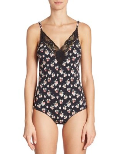 Shop Stella Mccartney Vintage Florals One-piece Swimsuit In Grunge Floral Print