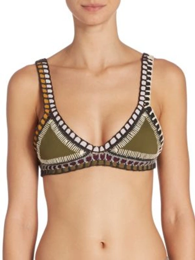 Shop Kiini Wren Bikini Top In Olive Multi