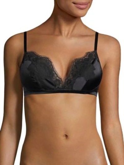 Shop Dolce & Gabbana Satin Lace Bra In Black