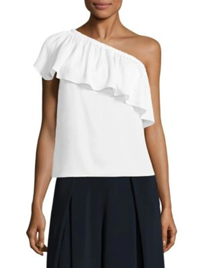 Milly One-shoulder Stretch-silk Top In White