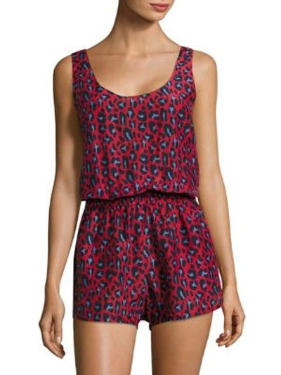 Shop Stella Mccartney Animal All In One Romper In Navy Salsa Red