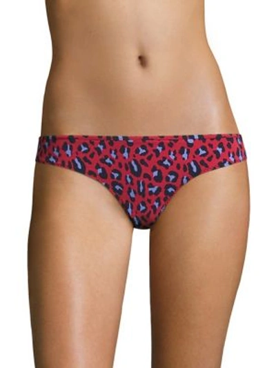 Shop Stella Mccartney Animal Classic Printed Bikini Bottom In Navy Salsa Red