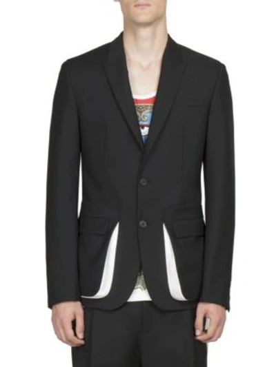 Shop Givenchy Double Button Wool Blend Blazer In Black