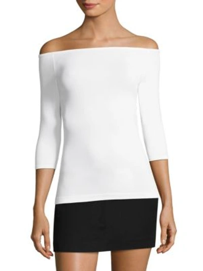 Shop Helmut Lang Off-the-shoulder Seamless Tee In Optic White