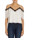 ALICE AND OLIVIA Fefe Cold Shoulder Pleated Blouse