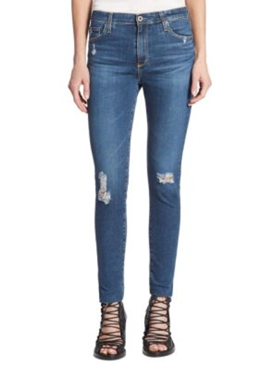 Ag Farrah High-rise Skinny Cropped Distressed Jeans In Interim Destroyed