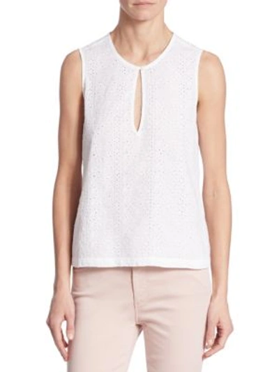 Ag Bret Eyelet Shell Top In True White