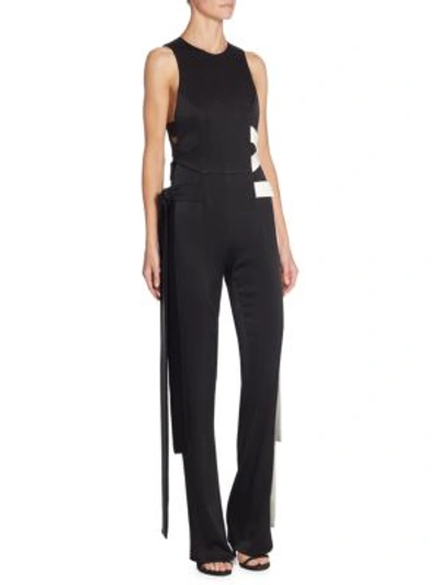 Shop Galvan Lace-up Jumpsuit In Black