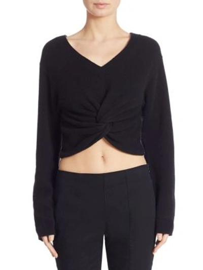Shop Alexander Wang T Twist-front Cropped Sweater In Black