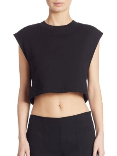 Alexander Wang T Tie Back Cropped Muscle Sweatshirt In Black