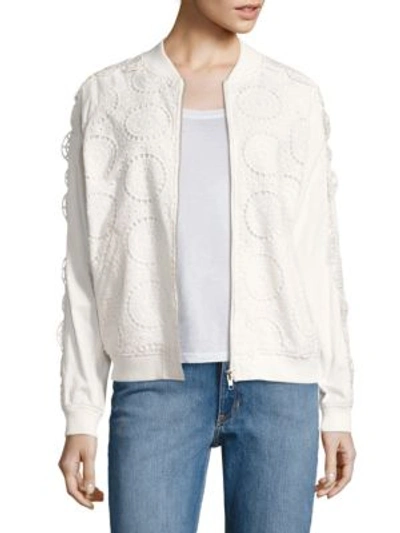 Opening Ceremony Broderie Anglaise Cotton Bomber Jacket In White