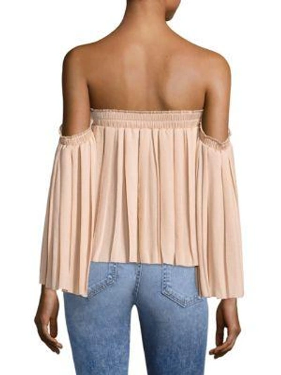 Shop Elizabeth And James Emelyn Pleated Off-the-shoulder Top In Carbon
