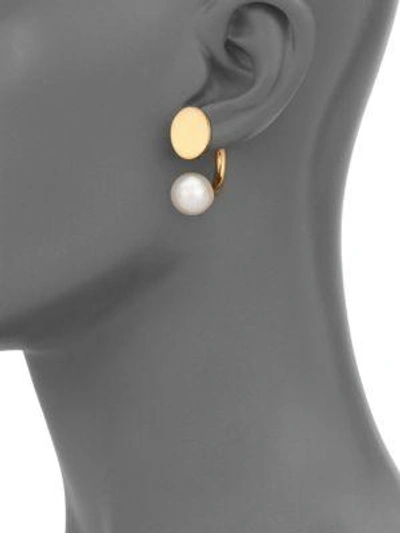 Shop Chloé Darcey Faux Pearl Arc Earrings In Goldtone