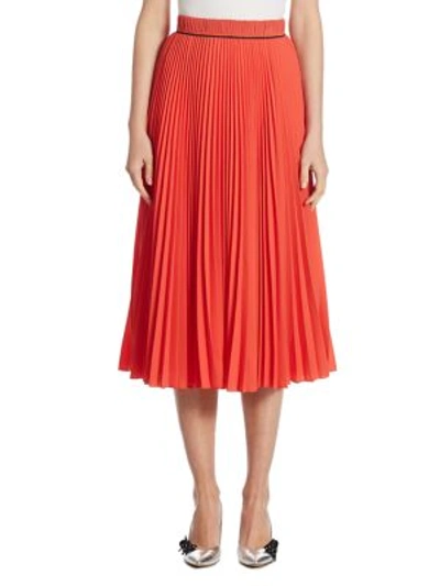 Shop Marc Jacobs Long Pleated Skirt In Bright Orange
