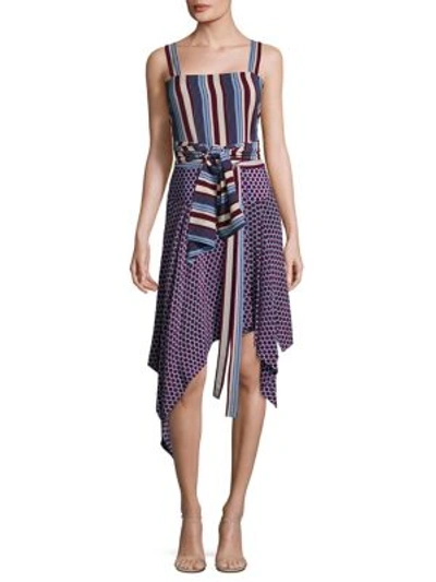 Alexis Sena Top In Blue, Purple, Stripes, White. In Blue