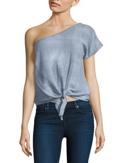 Bella Dahl Cotton Striped Cropped Top In Sky Valley Wash