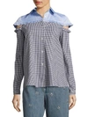 SANDY LIANG EV Cut-Out Gingham Shirt