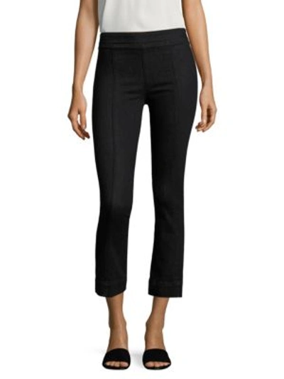 Shop Helmut Lang Cropped Flared Denim Leggings In Rinsed Black