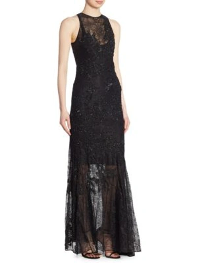 Jonathan Simkhai Sequin Lace Gown In Black