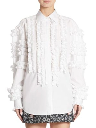 Shop Dolce & Gabbana Ruffled Poplin Shirt In White