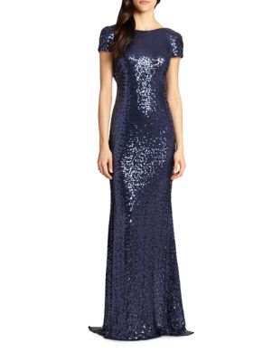 badgley mischka plaid sequin gown