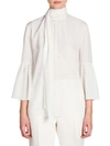 FENDI Scarf-Detail Crepe De Chine Bell Sleeve Blouse