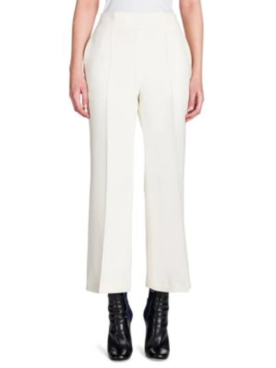 Shop Fendi Wool & Silk Gazar Wide-leg Trousers In White