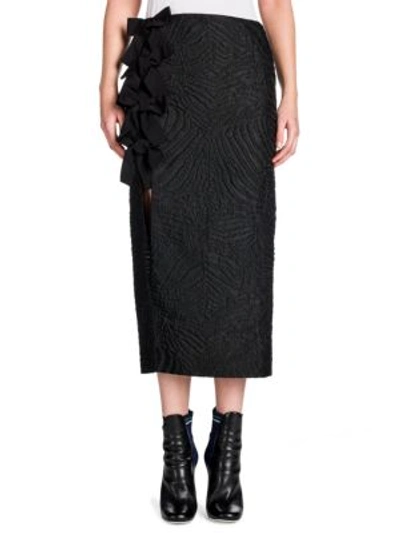 Fendi Bow-embellished Cloqué Midi Skirt In Black