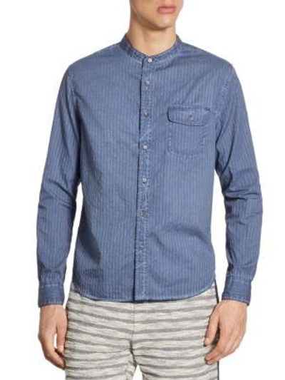 Shop Madison Supply Striped Button-down Shirt In Peacoat Navy