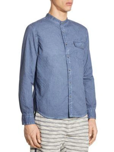 Shop Madison Supply Striped Button-down Shirt In Peacoat Navy