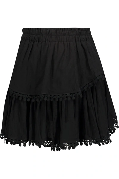 Loveshackfancy Embroidered Pleated Cotton-gauze Mini Skirt