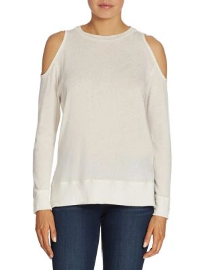 Shop Alice And Olivia Landon Cold-shoulder Sweatshirt In Off White