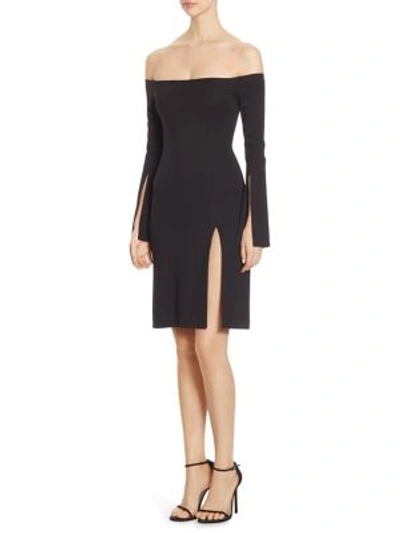 Shop Alexis Sterre Slit Off-the-shoulder Dress In Black