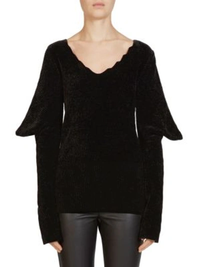 Shop Loewe Knit V-neck Sweater In Black
