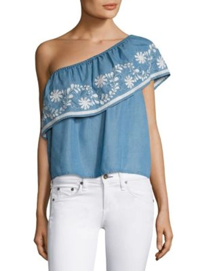 Shop Rebecca Minkoff Rita One-shoulder Top In Blue