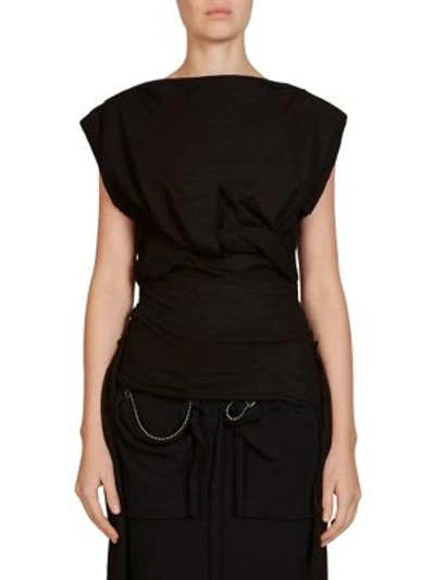 Shop Loewe Knotted Wool Top In Black