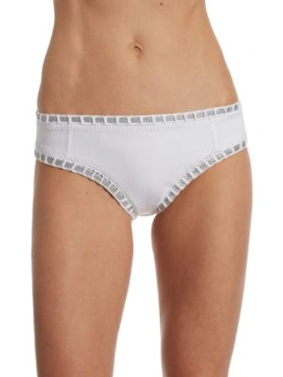 Kiini Valentine Boyshort Bikini Bottom In White Silver