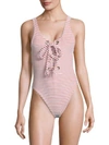 MARA HOFFMAN Terry Lace-Up Maillot