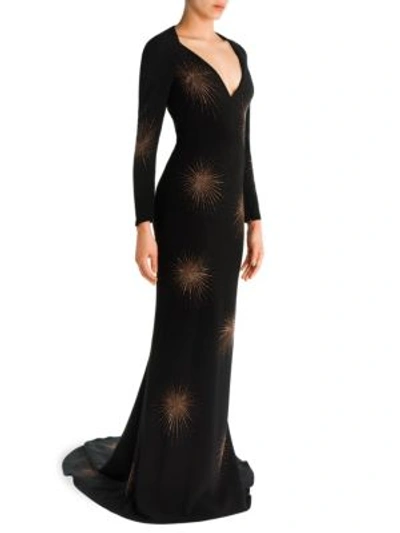 Stella Mccartney Embellished Deep V-neck Gown In Black