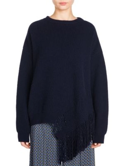 Shop Stella Mccartney Cashmere & Wool Fringe Sweater In Ink