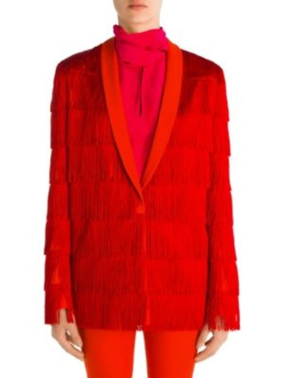 Shop Stella Mccartney Tia Fringe Jacket In Gypsy Red