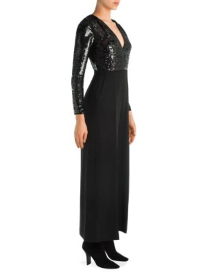 Shop Stella Mccartney Rosie Silk Sequin Jumpsuit In Black