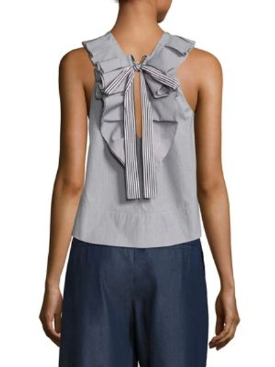 Tibi Ruffle Strappy Top With Tie Detail In Grey