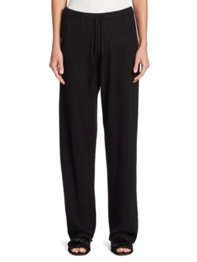 The Row Pepita Cashmere And Silk-blend Pants In Black