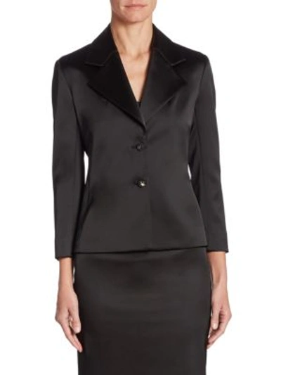 The Row Noycan Satin Two-button Jacket In Black
