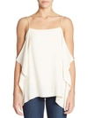 THEORY Petteri Draped Cold-Shoulder Crepe Top